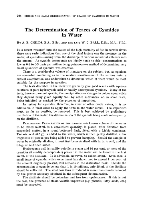The determination of traces of cyanides in water