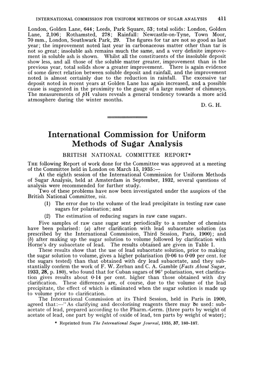 International Commission for Uniform Methods of Sugar Analysis. British National Committee Report