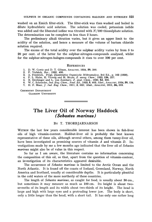 The liver oil of Norway Haddock (Sebastes marinus)