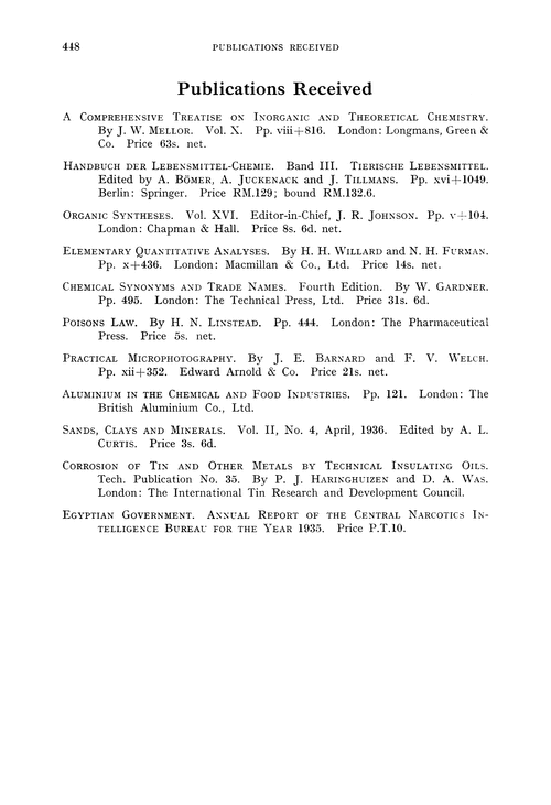 Publications received