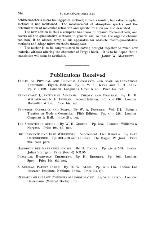 Publications received