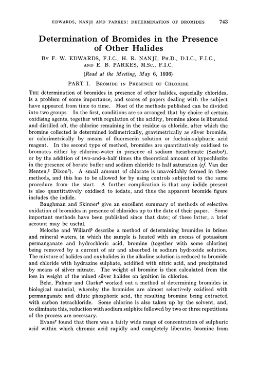 Determination of bromides in the presence of other halides