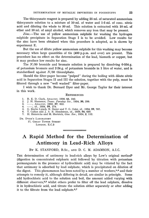 A rapid method for the determination of antimony in lead-rich alloys