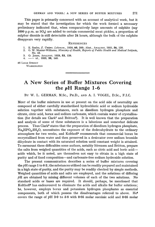 A new series of buffer mixtures covering the pH range 1-6