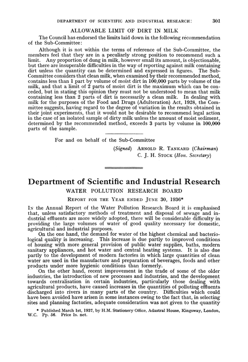 Department of Scientific and Industrial Research. Water Pollution Research Board