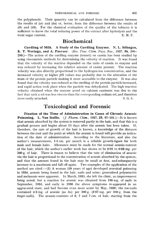Toxicological and forensic