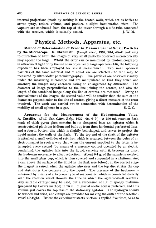 Physical methods, apparatus, etc.