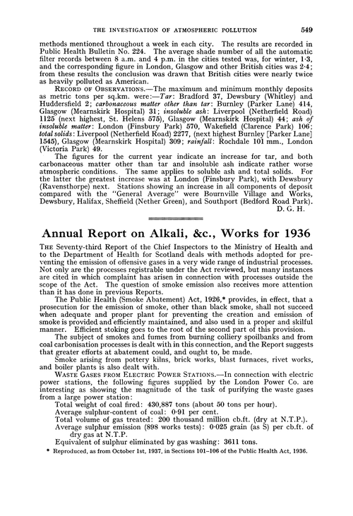 Annual Report on Alkali, &c., Works for 1936