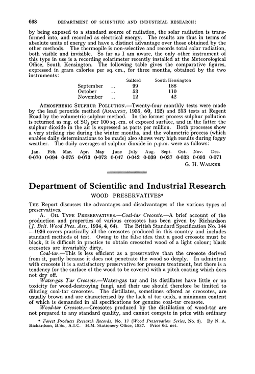 Department of Scientific and Industrial Research. Wood preservatives