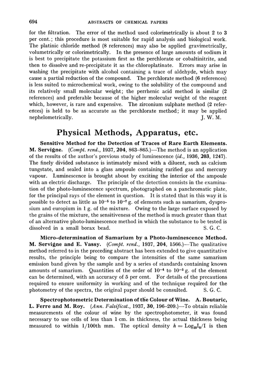 Physical methods, apparatus, etc.