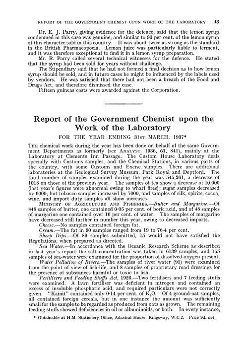 Report of the Government Chemist upon the work of the Laboratory
