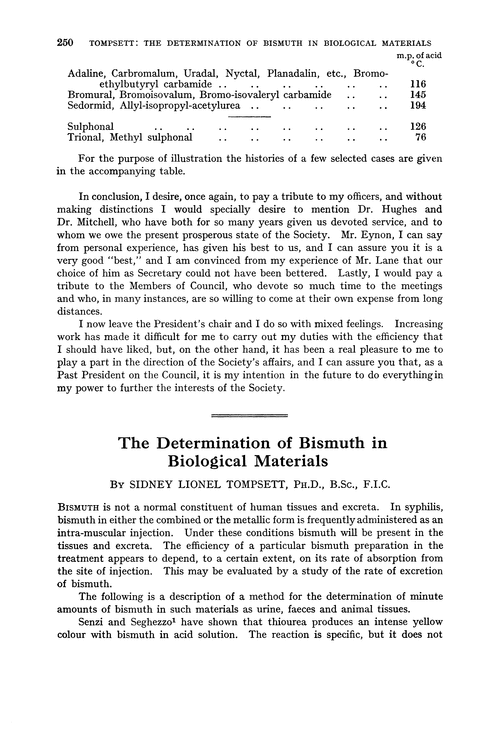 The determination of bismuth in biological materials