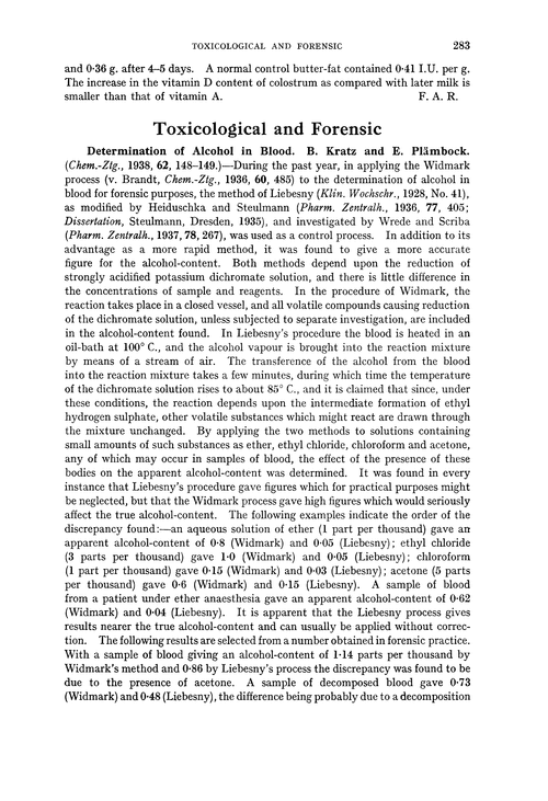 Toxicological and forensic