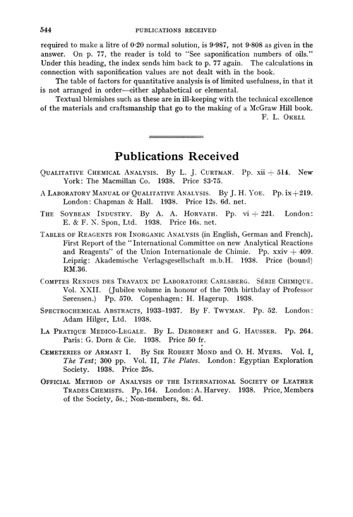 Publications received