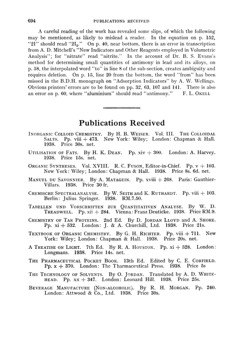 Publications received