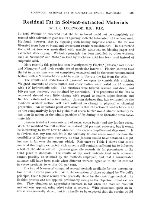 Residual fat in solvent-extracted materials