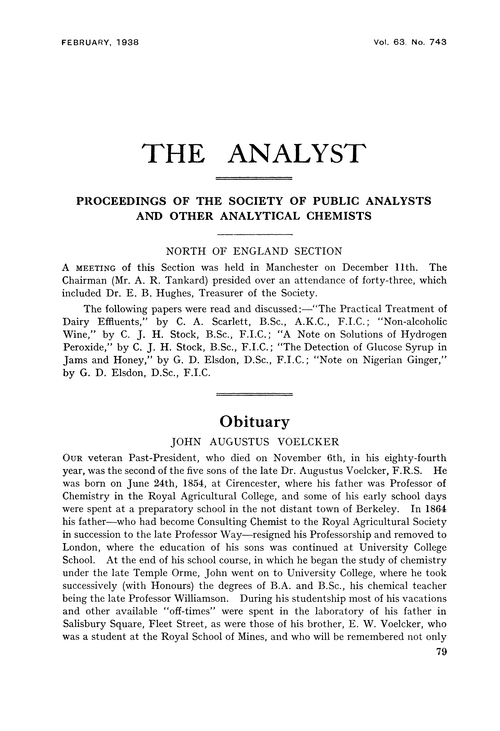 Proceedings of the Society of Public Analysts and other Analytical Chemists