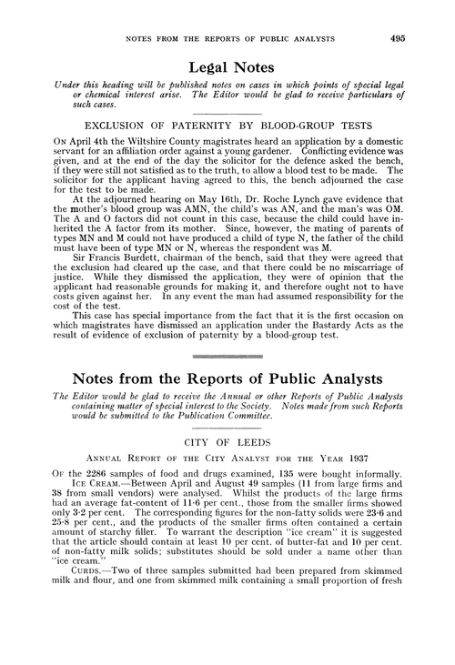 Notes from the Reports of Public Analysts