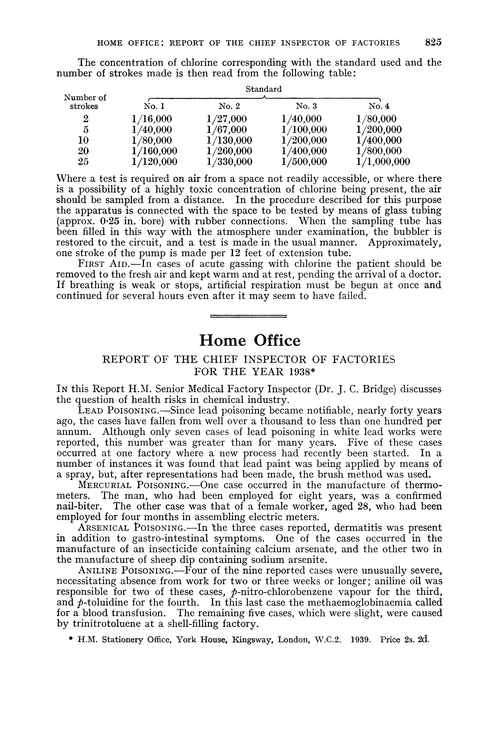 Home Office. Report of the Chief Inspector of Factories for the year 1938