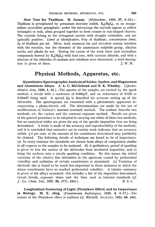Physical methods, apparatus, etc.