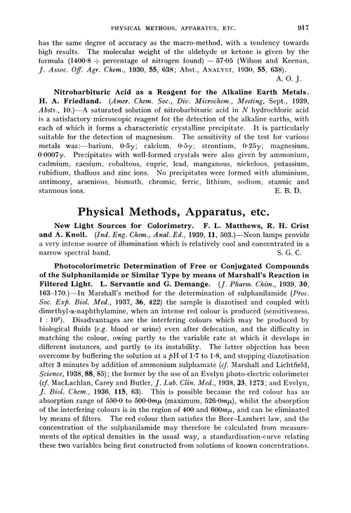 Physical methods, apparatus, etc.