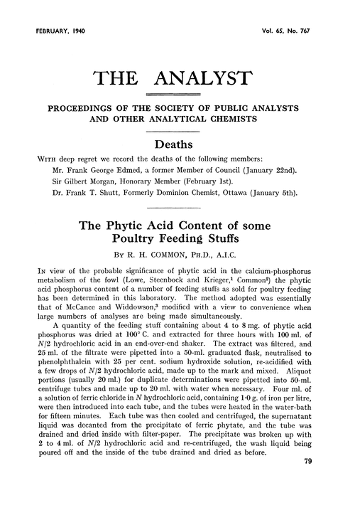 The phytic acid content of some poultry feeding stuffs