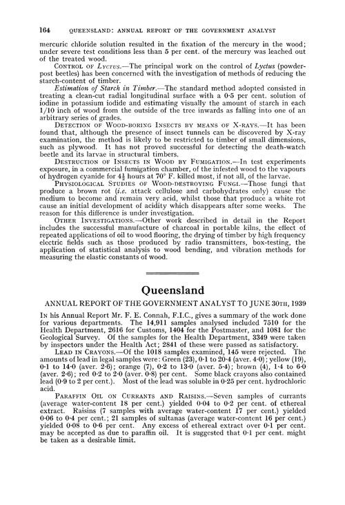 Queensland. Annual Report of the Government Analyst to June 30th, 1939