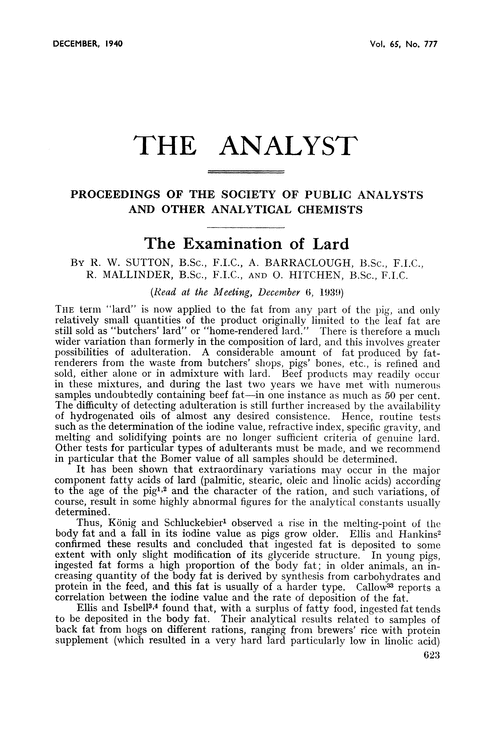 The examination of lard