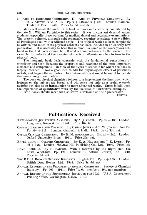 Publications received