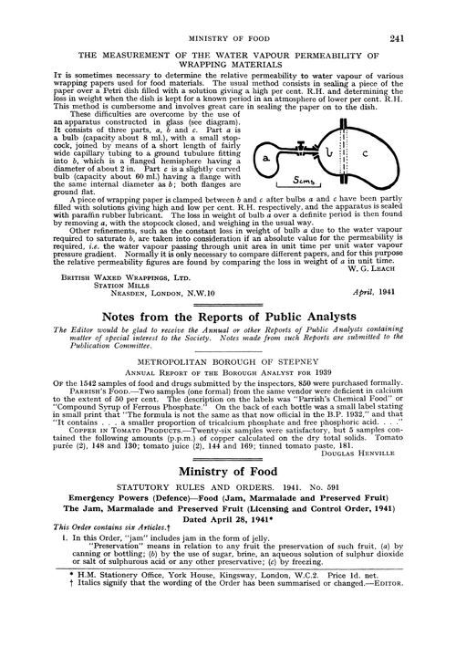 Ministry of Food.—statutory rules and orders