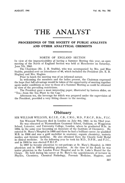 Proceedings of the Society of Public Analysts and other Analytical Chemists