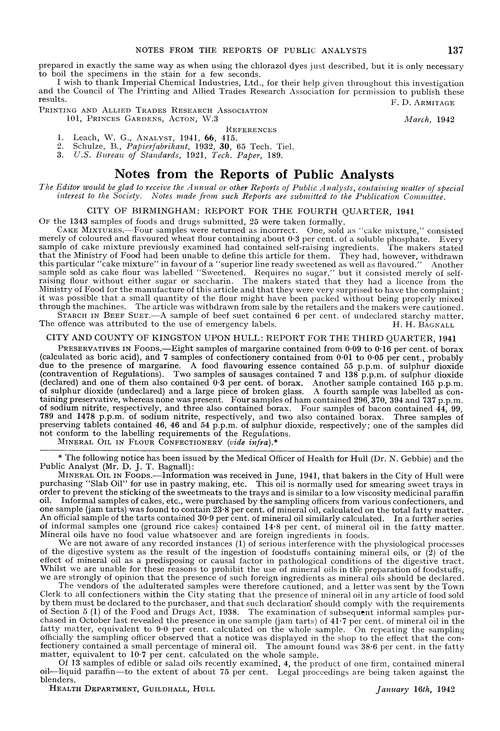 Notes from the Reports of Public Analysts