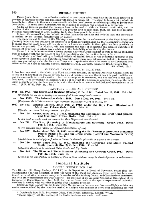 Imperial Institute. Annual report for 1941