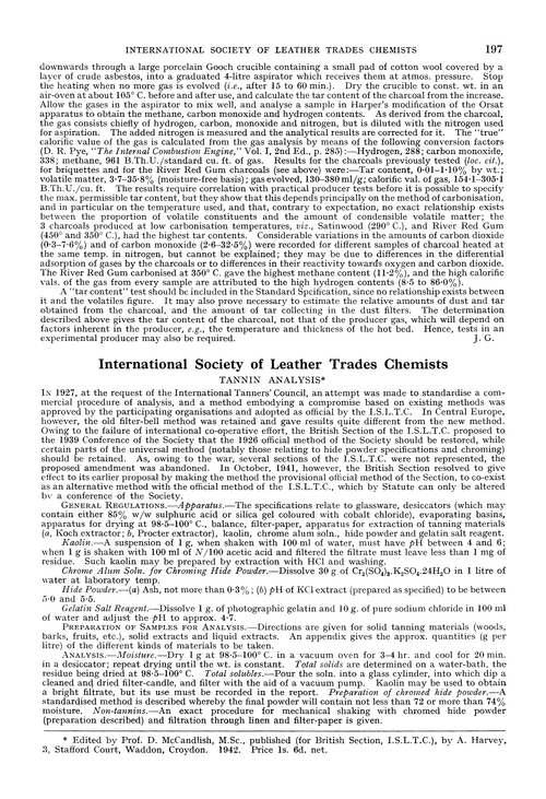 International Society of Leather Trades Chemists. Tannin analysis
