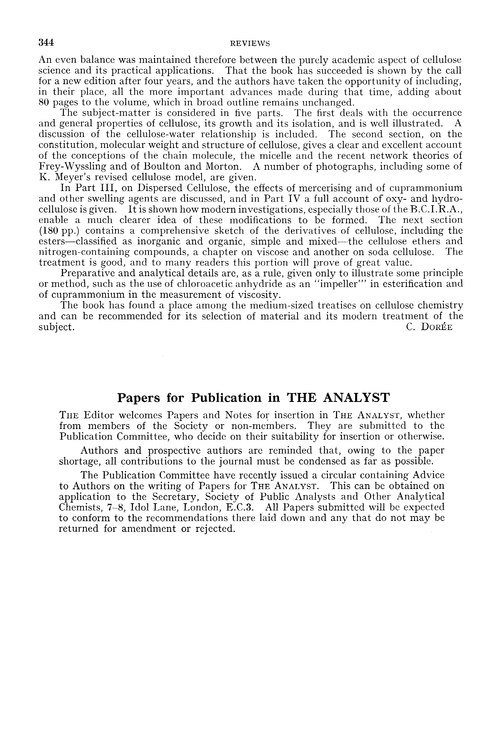 Papers for publication in The Analyst