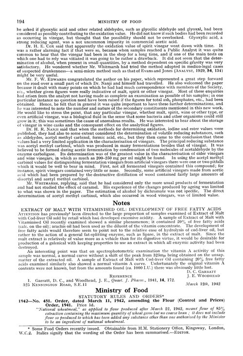 Ministry of Food.—statutory rules and orders