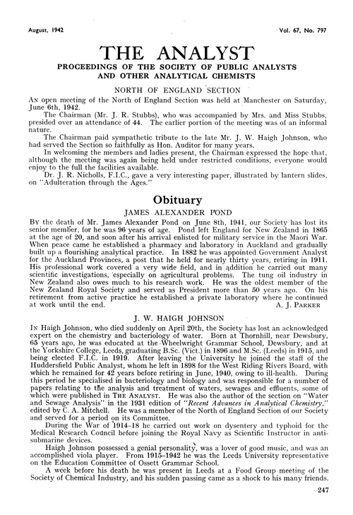 Proceedings of the Society of Public Analysts and other Analytical Chemists