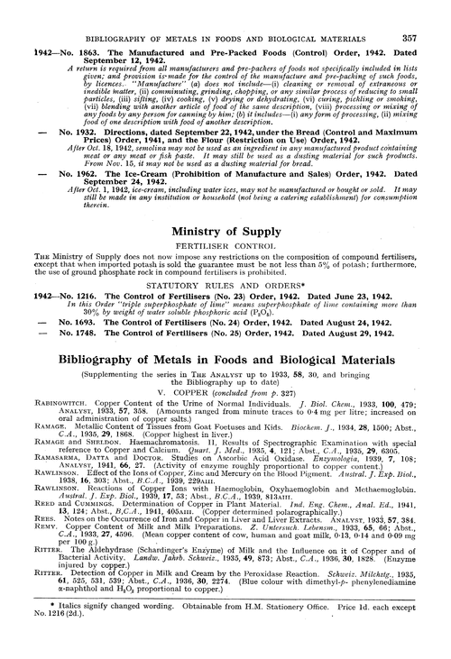 Bibliography of metals in foods and biological materials