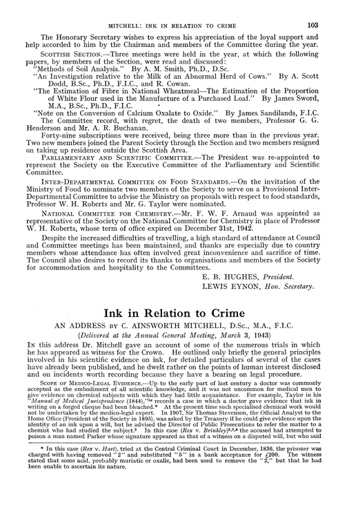 Ink in relation to crime