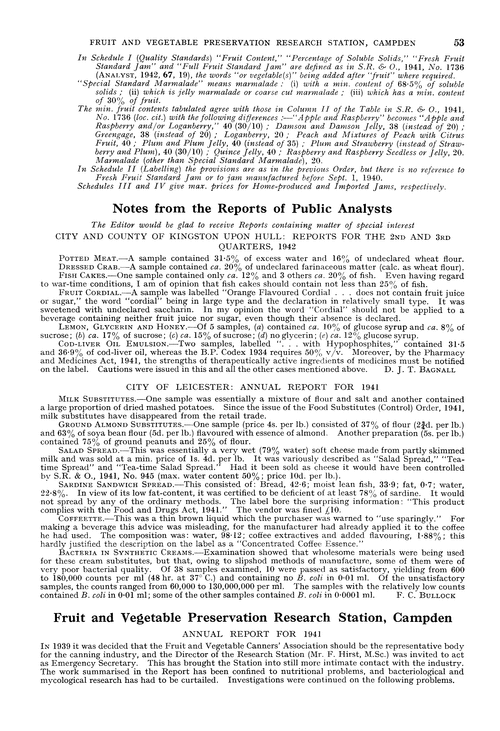 Notes from the Reports of Public Analysts