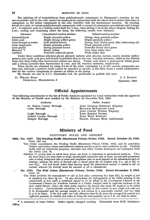Ministry of Food.—statutory rules and orders