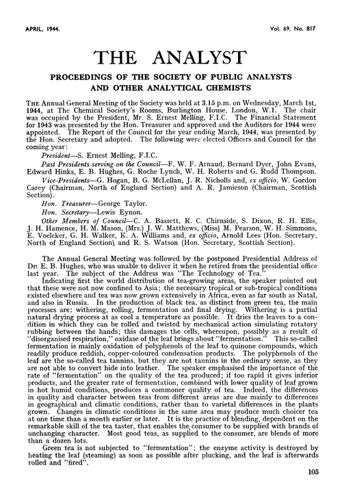 Proceedings of the Society of Public Analysts and other Analytical Chemists