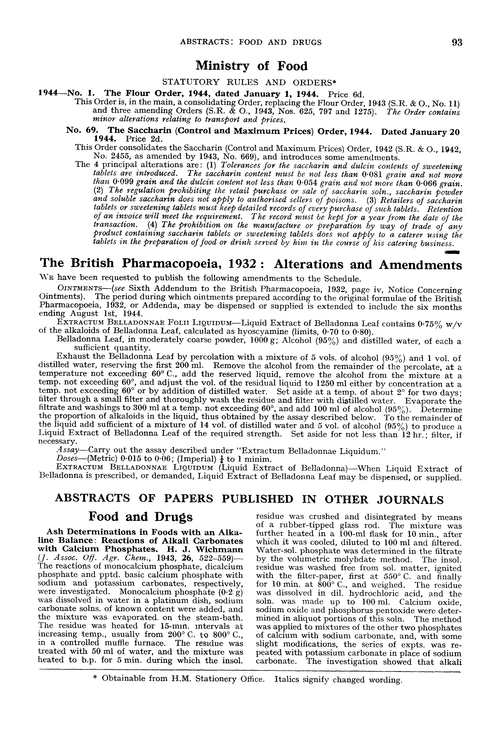 The British Pharmacopoeia, 1932: alterations and amendments