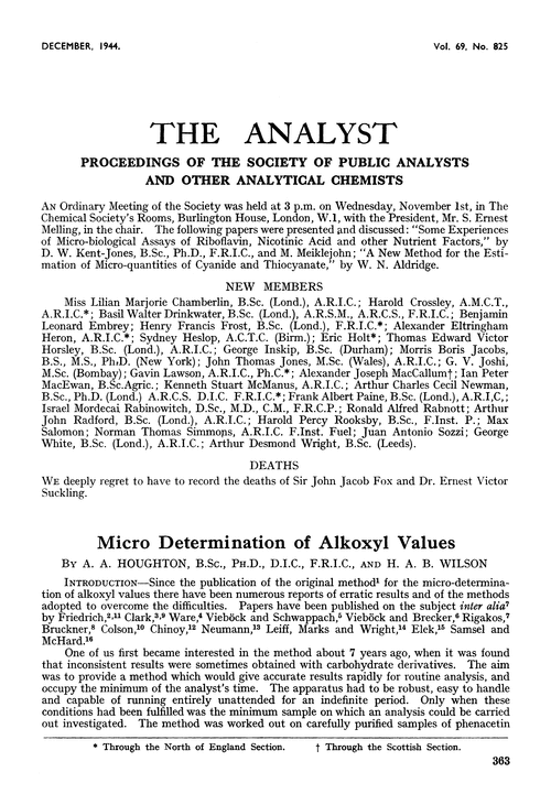 Micro determination of alkoxyl values