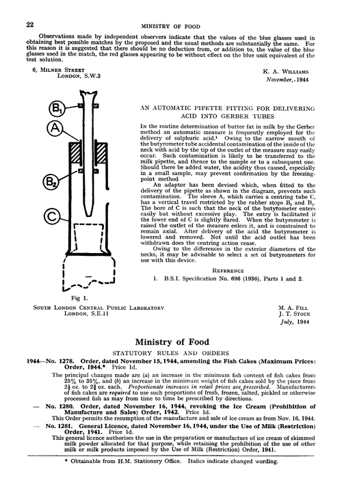 Ministry of Food.—statutory rules and orders