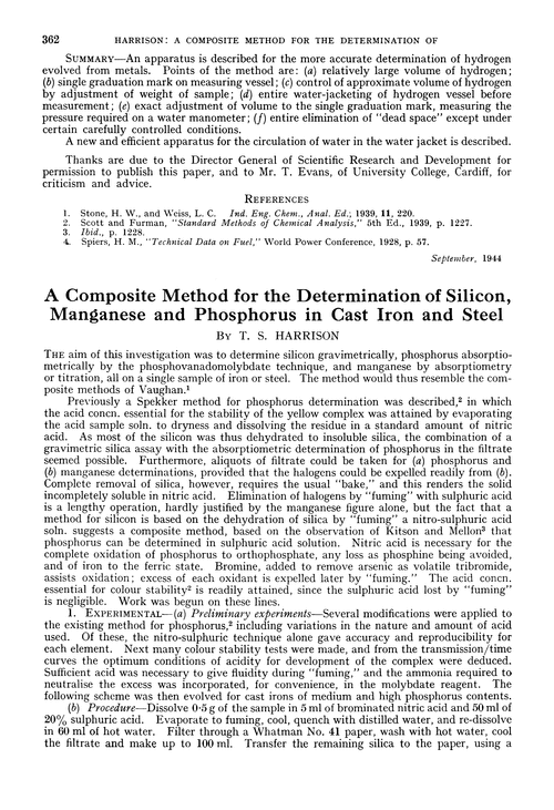 A composite method for the determination of silicon, manganese and phosphorus in cast iron and steel