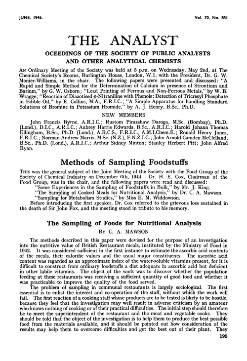 Methods of sampling foodstuffs