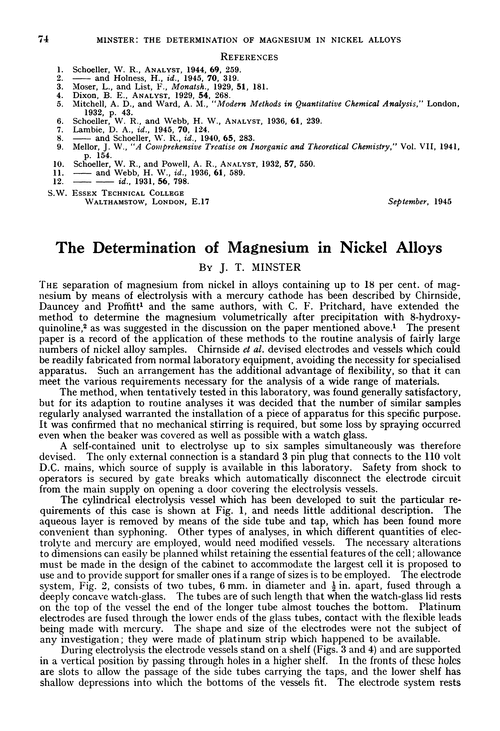 The determination of magnesium in nickel alloys