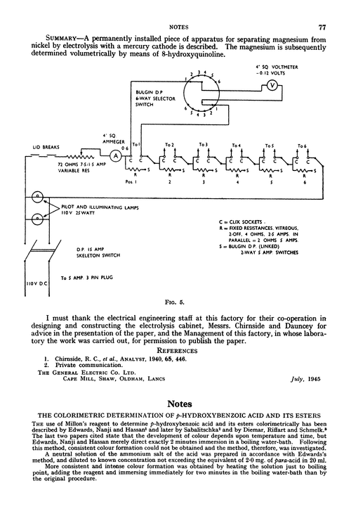Notes. The colorimetric determination of p-hydroxybenzoic acid and its esters