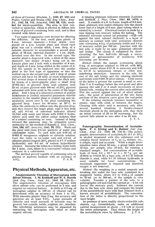 Physical methods, apparatus, etc.
